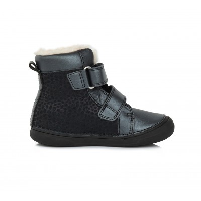 D.D. step dievčenská detská celokožená zimná blikajúca obuv W078-238 Black